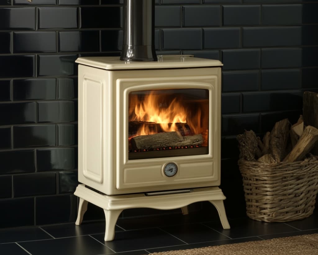 Cream wood burning stove